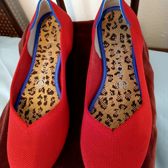 Rothy's Shoes - Rothy's Red Slip-On Flats with Blue Trim